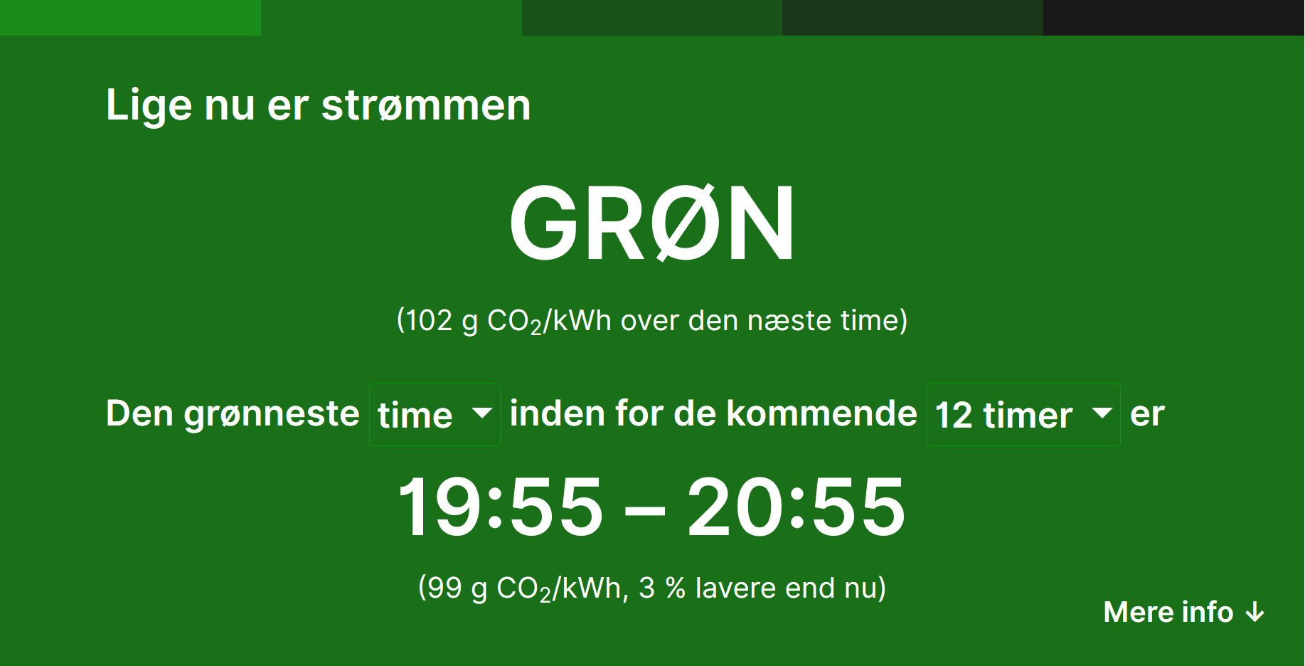 Screenshot of grønstrøm.nu as of 2020-03-08